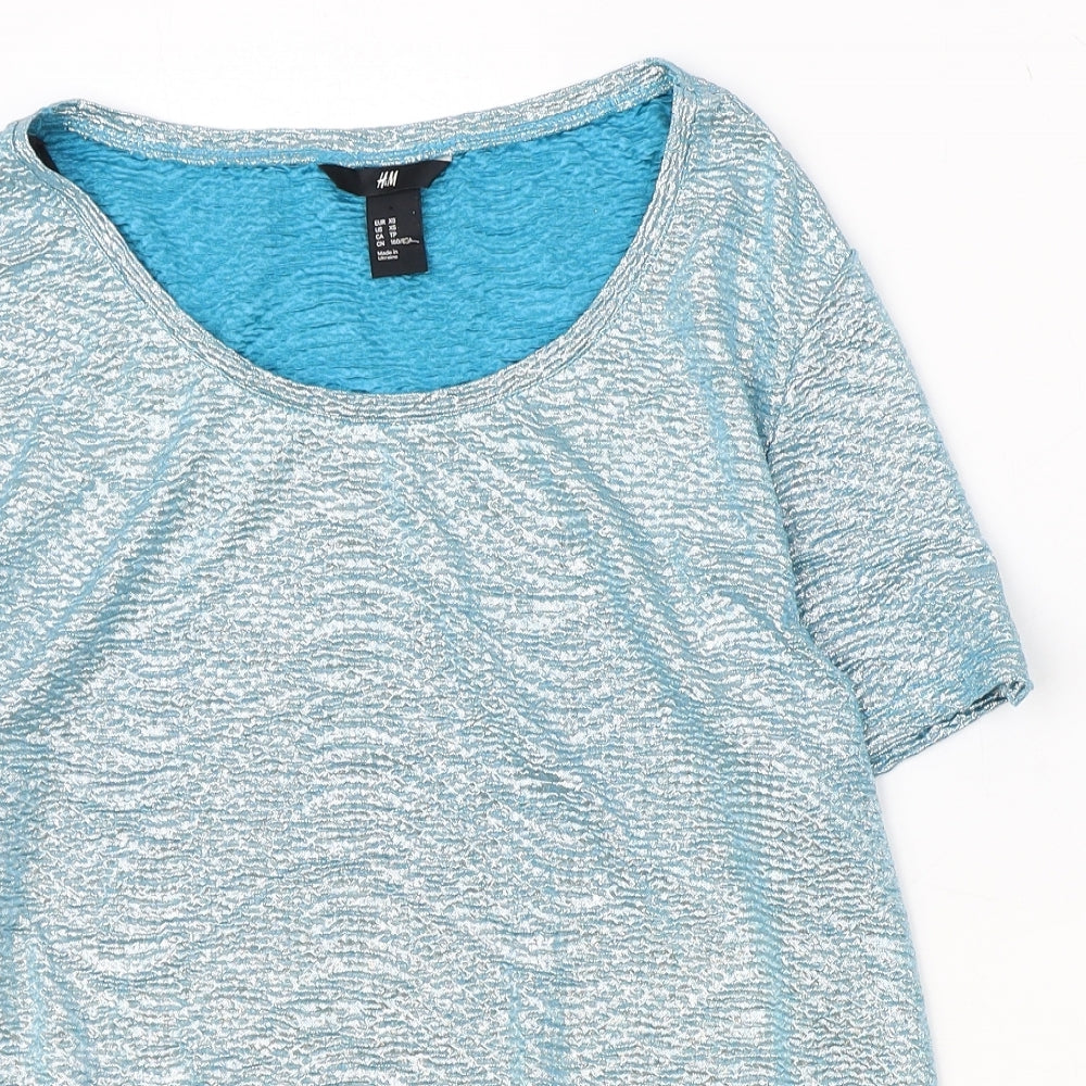H&M Womens Blue Polyester Basic T-Shirt Size XS Round Neck
