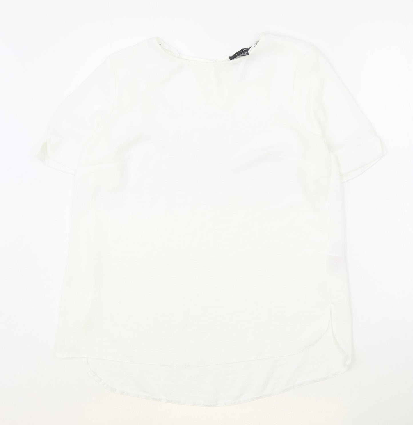 Primark Womens Ivory Polyester Basic Blouse Size 10 Round Neck