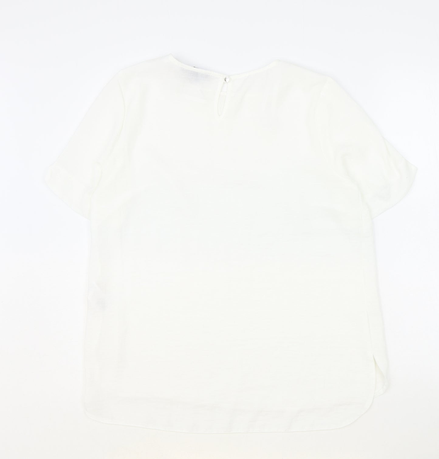Primark Womens Ivory Polyester Basic Blouse Size 10 Round Neck