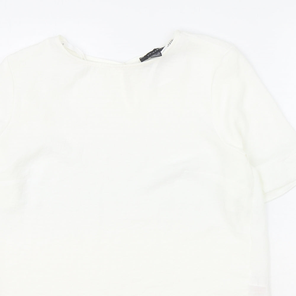 Primark Womens Ivory Polyester Basic Blouse Size 10 Round Neck