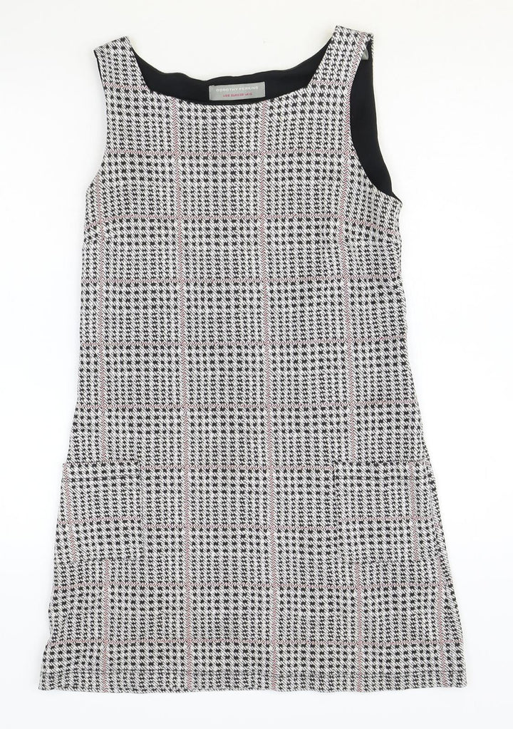 Dorothy Perkins Womens Multicoloured Plaid Polyester A-Line Size 10 Square Neck Pullover