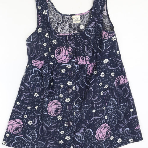 Mamina Womens Black Geometric Polyester Basic Tank Size 10 Round Neck