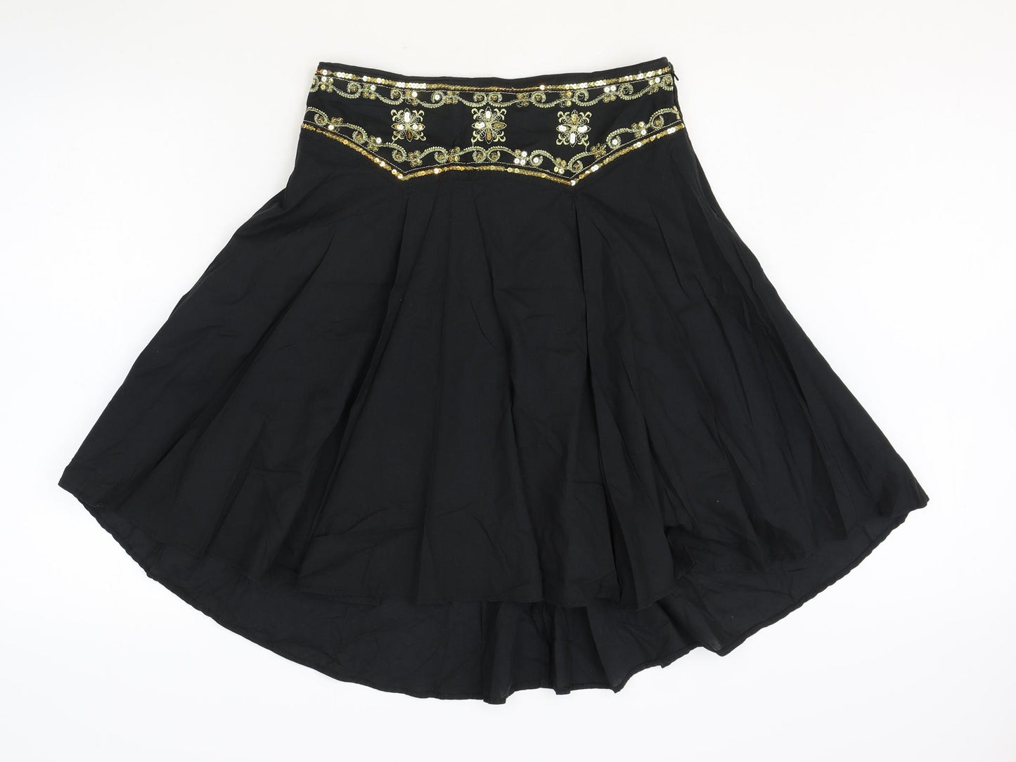 E-vie Womens Black Cotton Swing Skirt Size 10 Zip