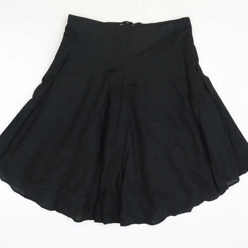 E-vie Womens Black Cotton Swing Skirt Size 10 Zip
