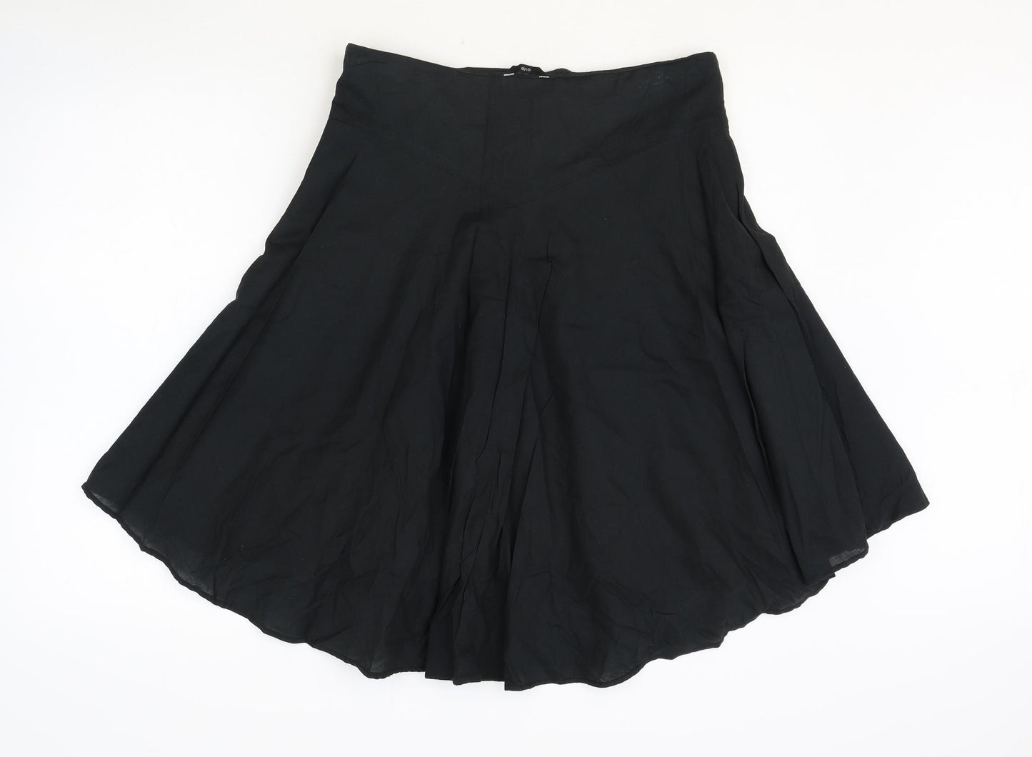 E-vie Womens Black Cotton Swing Skirt Size 10 Zip