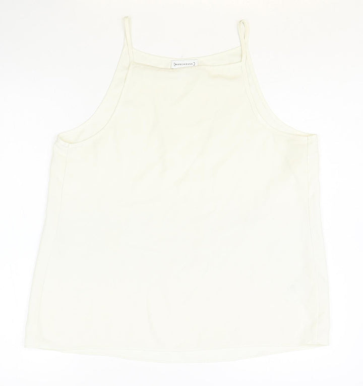 Warehouse Womens Beige Polyester Basic Tank Size 14 Square Neck