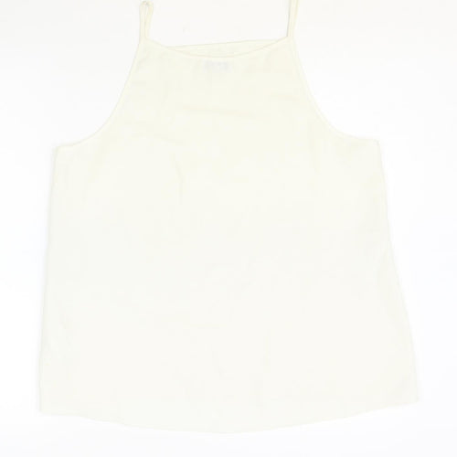 Warehouse Womens Beige Polyester Basic Tank Size 14 Square Neck