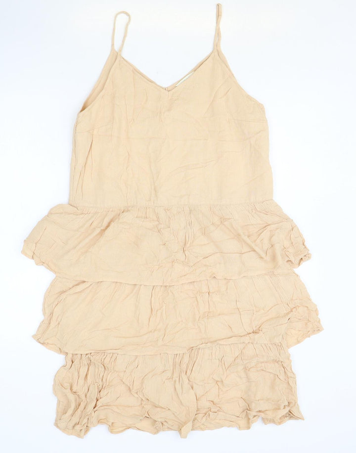 River Island Womens Pink Polyester Slip Dress Size 8 V-Neck Pullover