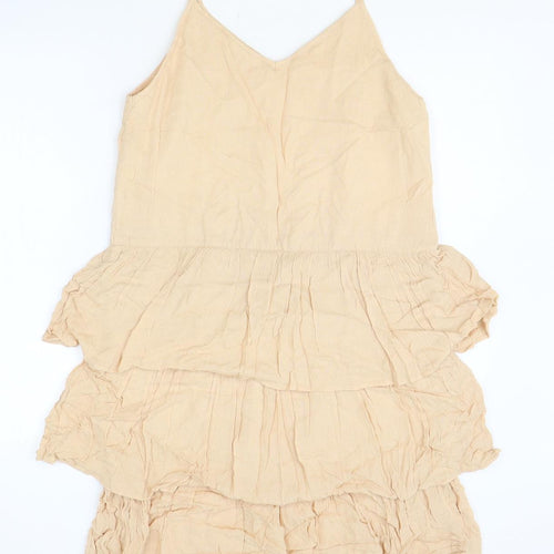 River Island Womens Pink Polyester Slip Dress Size 8 V-Neck Pullover