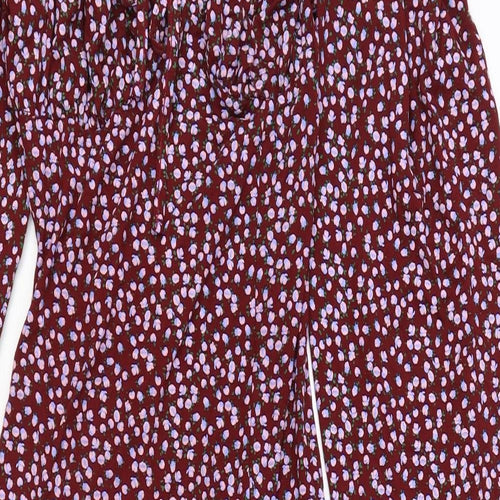 Missguided Womens Red Floral Viscose A-Line Size 12 Off the Shoulder Pullover