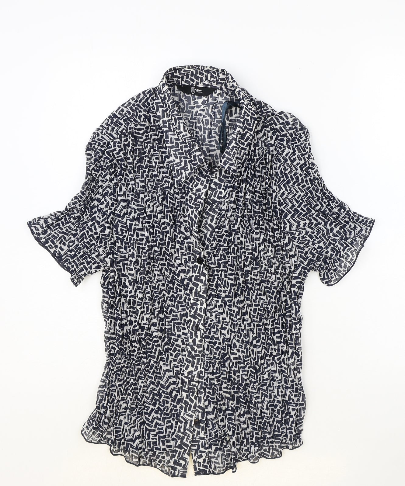 Felisa Womens Black Geometric Polyester Basic Blouse Size 20 V-Neck