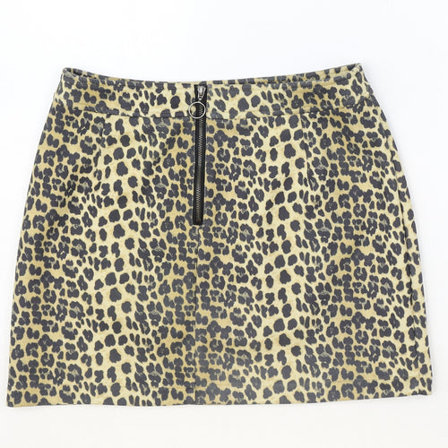 K.Zell Womens Brown Animal Print Polyester Straight & Pencil Skirt Size S Zip - Leopard Pattern