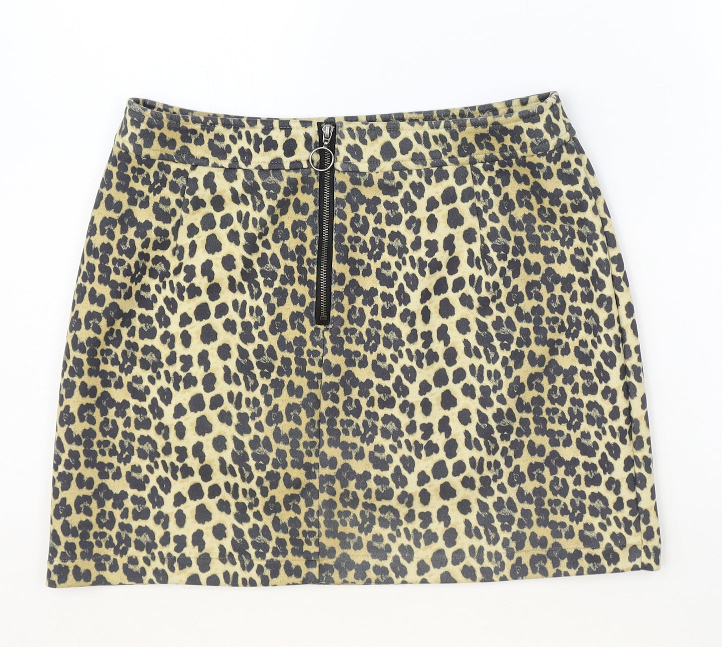 K.Zell Womens Brown Animal Print Polyester Straight & Pencil Skirt Size S Zip - Leopard Pattern
