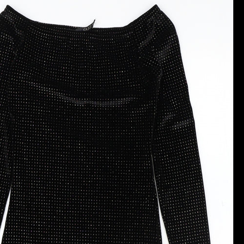 Quiz Womens Black Polyester A-Line Size 10 Boat Neck Pullover