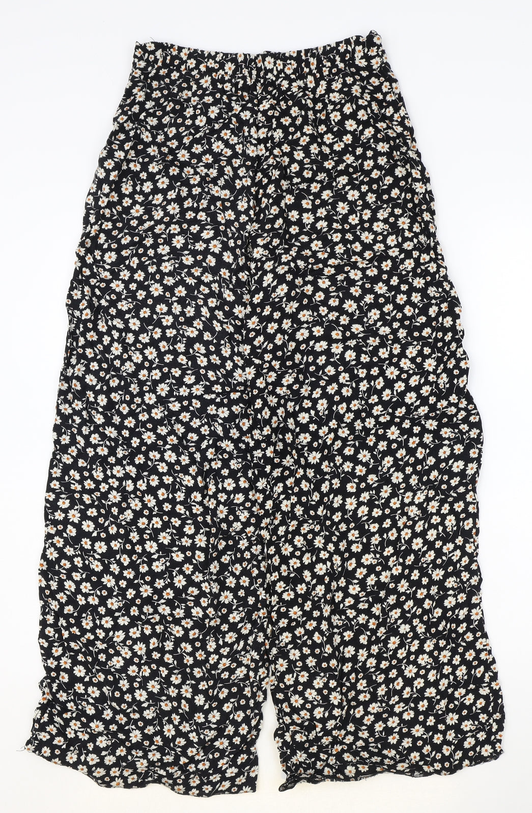 New Look Womens Black Floral Viscose Trousers Size 8 Regular