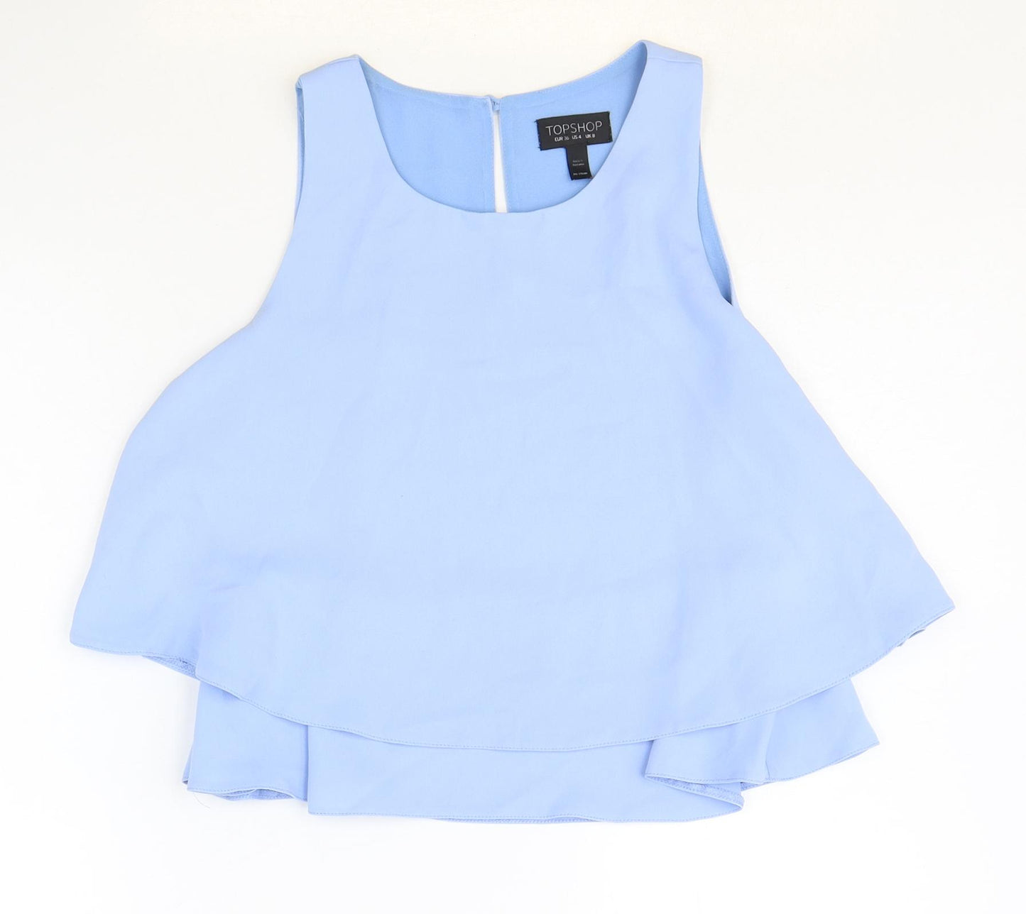 Topshop Womens Blue Polyester Basic Tank Size 8 Round Neck