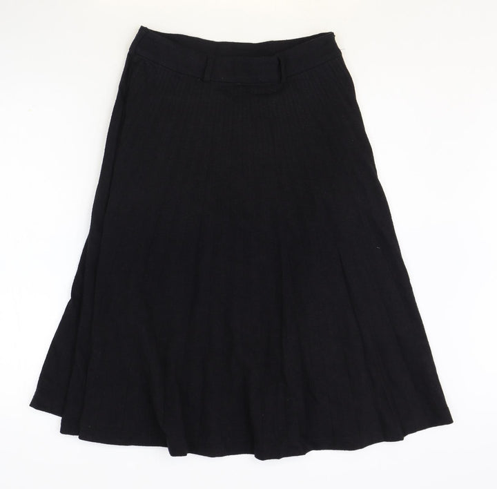 Yumi Womens Black Polyester Swing Skirt Size 10 Zip
