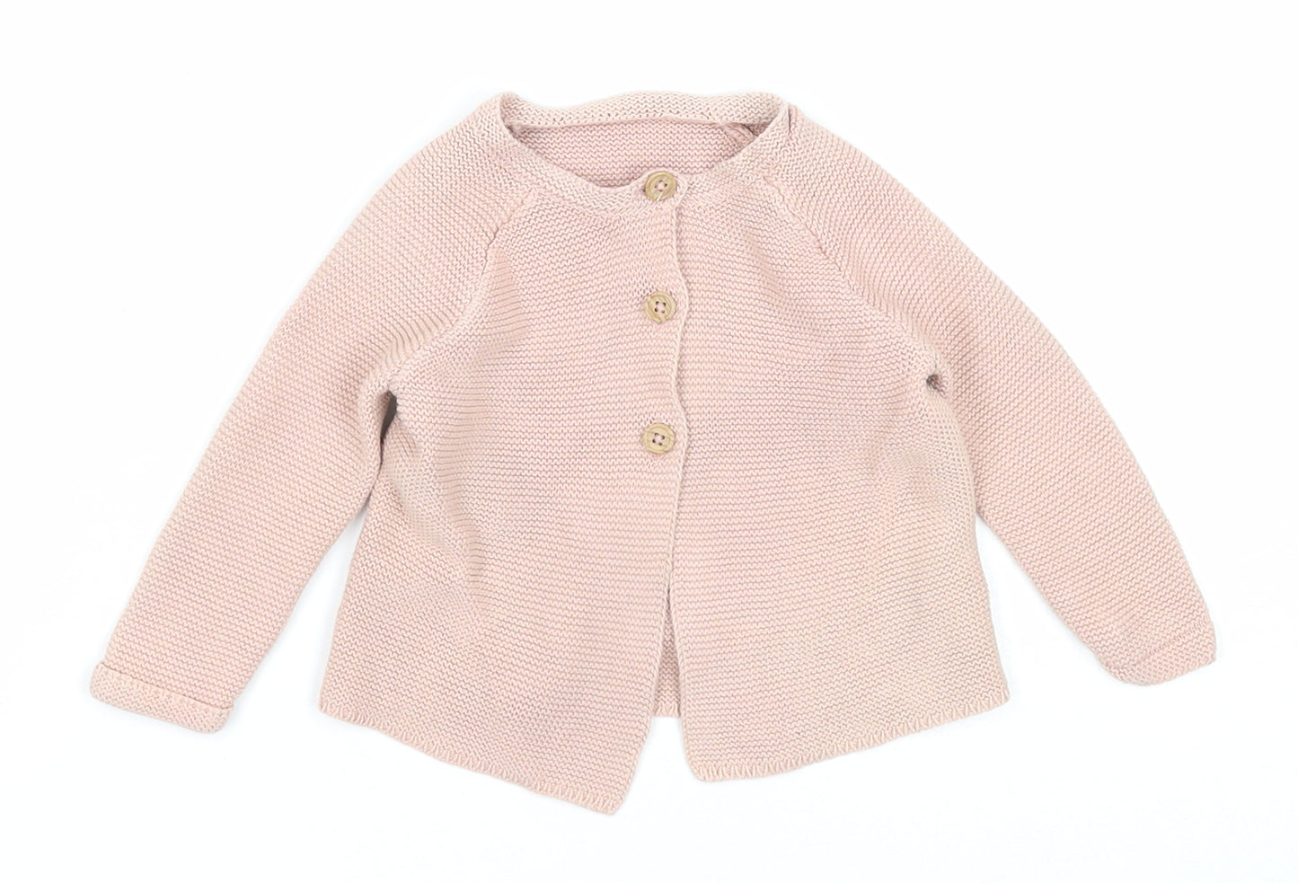 George Girls Pink Cotton Cardigan Jumper Size 3-6 Months Button