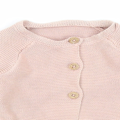 George Girls Pink Cotton Cardigan Jumper Size 3-6 Months Button