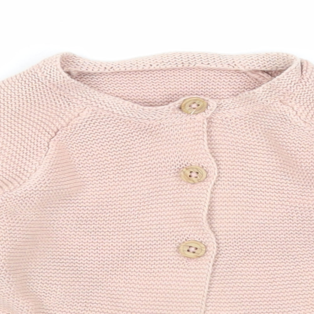 George Girls Pink Cotton Cardigan Jumper Size 3-6 Months Button