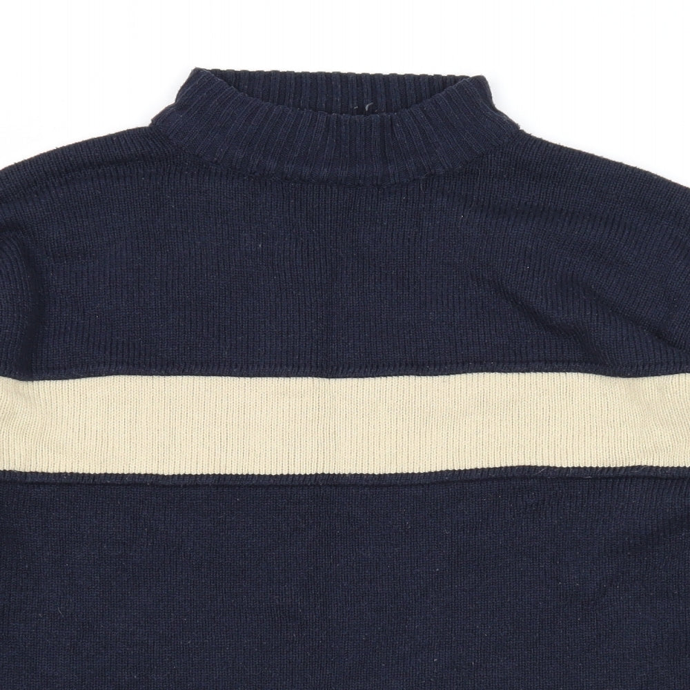Jeans & Co Mens Blue Mock Neck Acrylic Pullover Jumper Size XL Long Sleeve