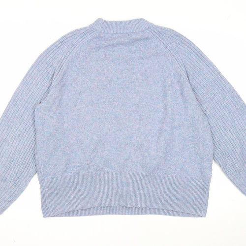 Marks and Spencer Womens Blue Round Neck Acrylic Pullover Jumper Size L