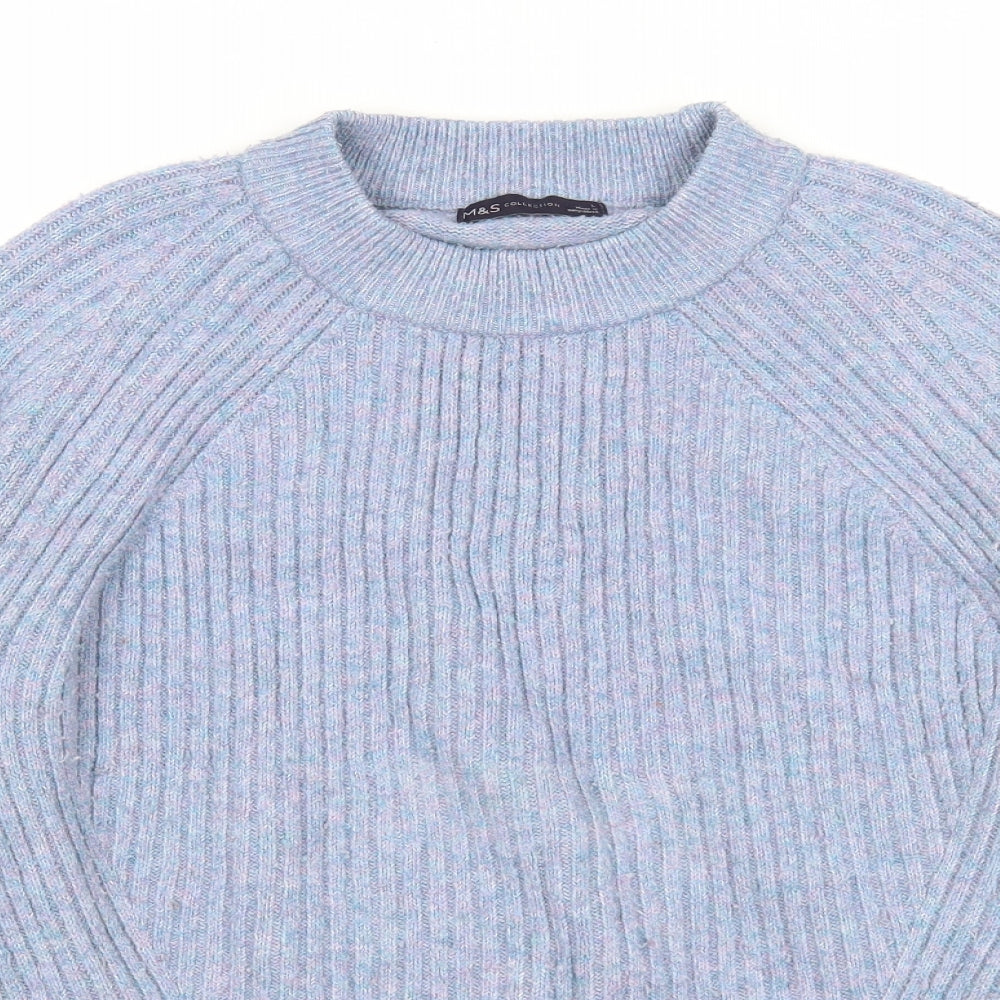 Marks and Spencer Womens Blue Round Neck Acrylic Pullover Jumper Size L