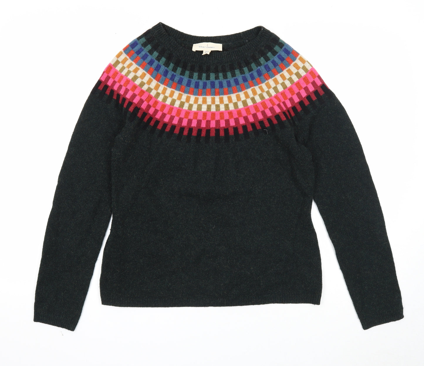 Seasalt Womens Green Boat Neck Acrylic Pullover Jumper Size 10