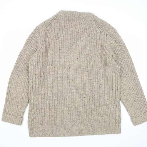 Marks and Spencer Mens Brown Round Neck Acrylic Pullover Jumper Size L Long Sleeve