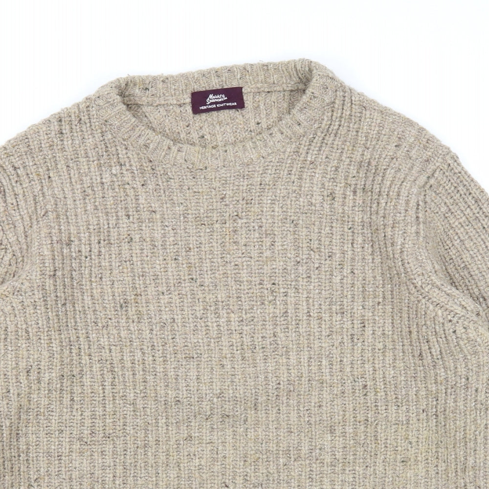 Marks and Spencer Mens Brown Round Neck Acrylic Pullover Jumper Size L Long Sleeve