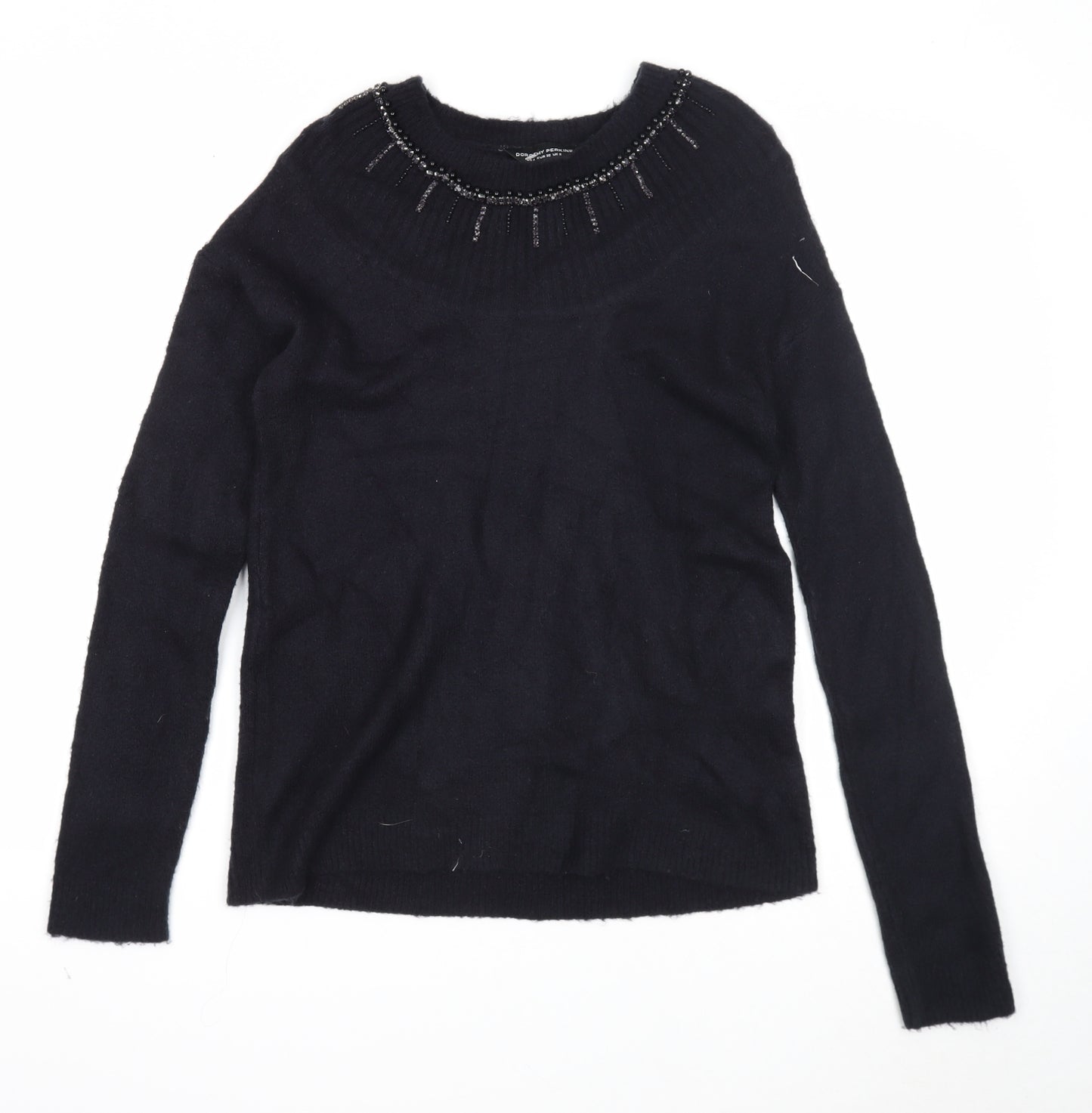 Dorothy Perkins Womens Black Scoop Neck Acrylic Pullover Jumper Size 8