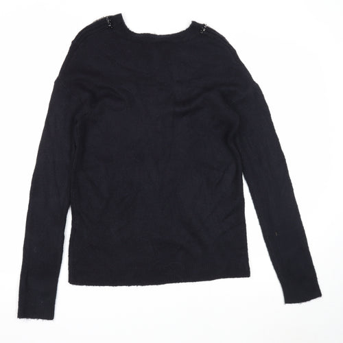 Dorothy Perkins Womens Black Scoop Neck Acrylic Pullover Jumper Size 8
