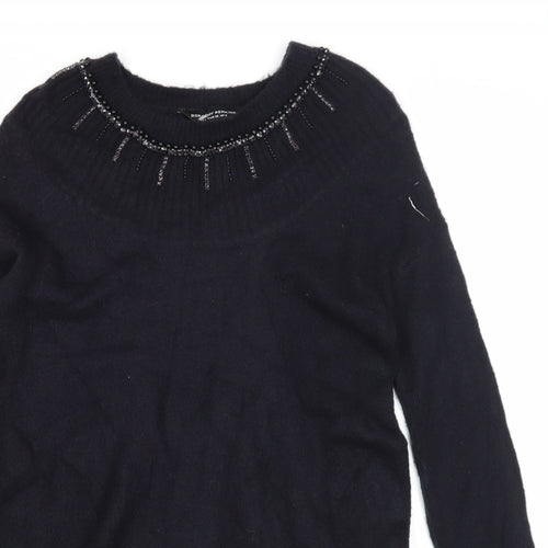 Dorothy Perkins Womens Black Scoop Neck Acrylic Pullover Jumper Size 8