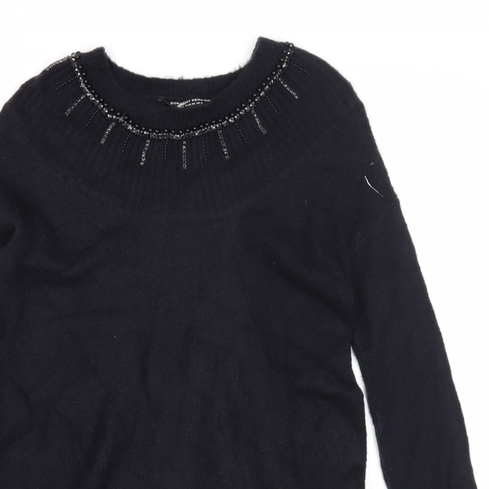 Dorothy Perkins Womens Black Scoop Neck Acrylic Pullover Jumper Size 8