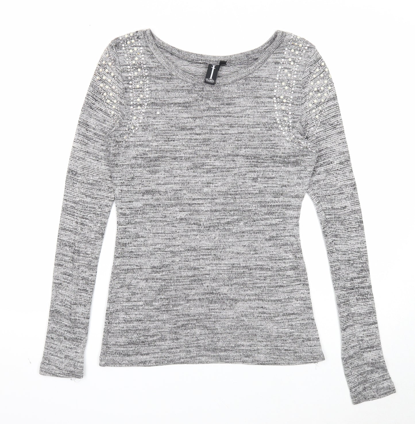 Izabel London Womens Grey Scoop Neck Cotton Pullover Jumper Size 10
