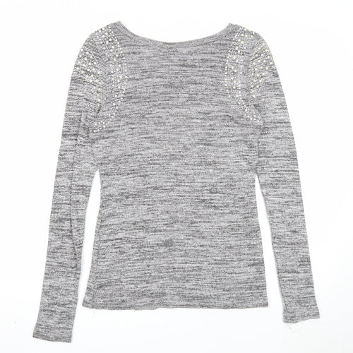 Izabel London Womens Grey Scoop Neck Cotton Pullover Jumper Size 10
