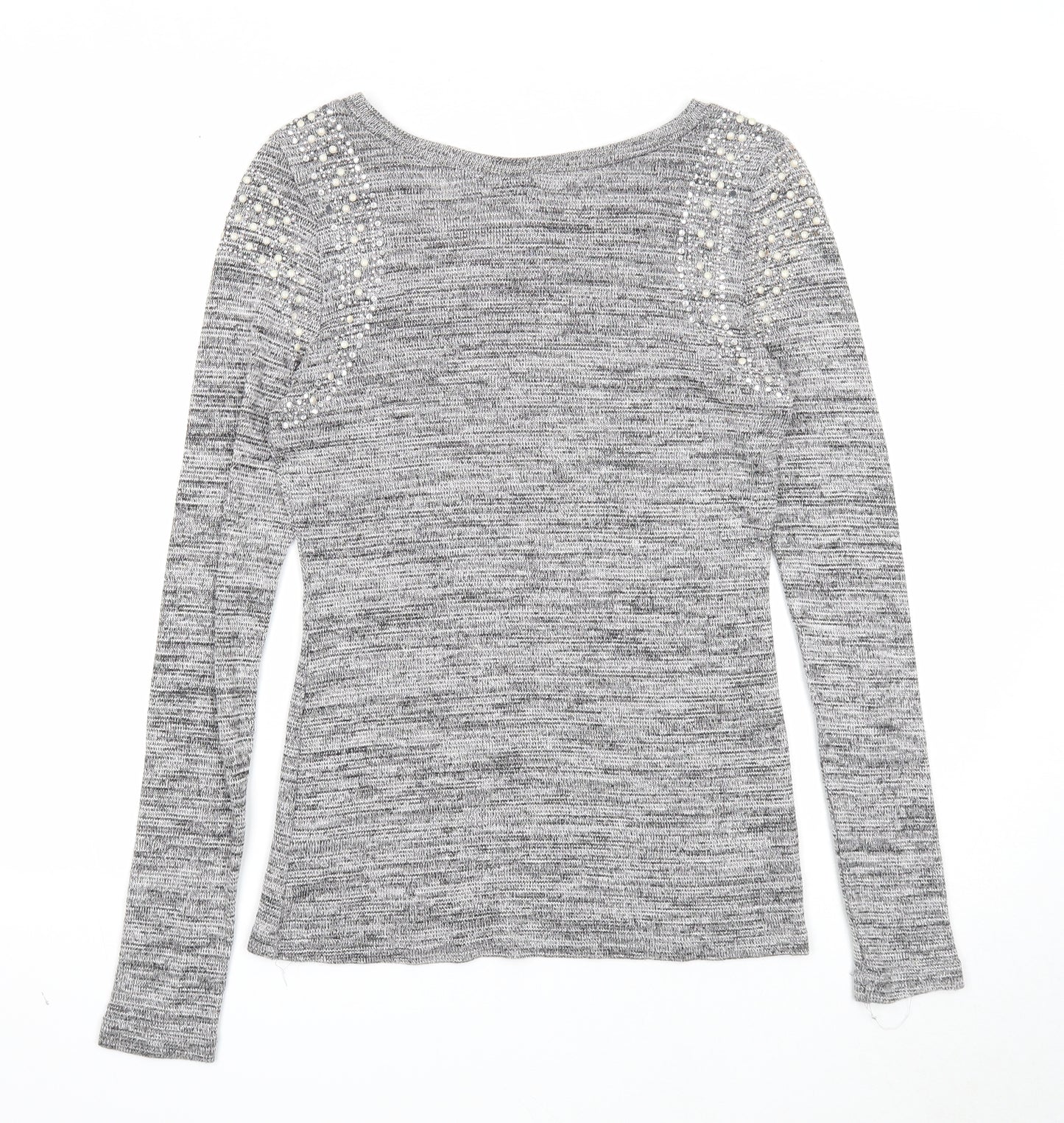 Izabel London Womens Grey Scoop Neck Cotton Pullover Jumper Size 10
