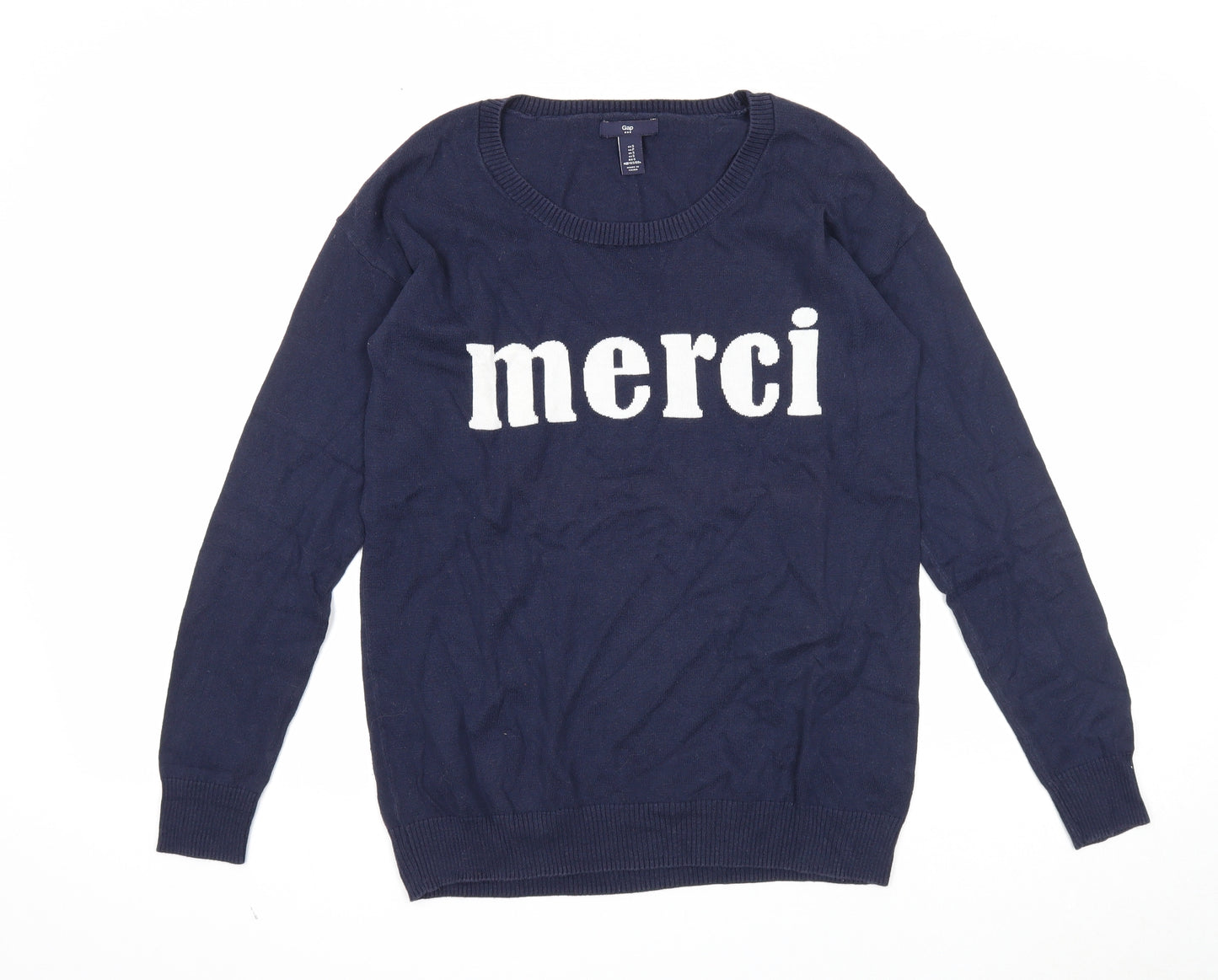 Gap Mens Blue Round Neck Acrylic Pullover Jumper Size S Long Sleeve - Merci
