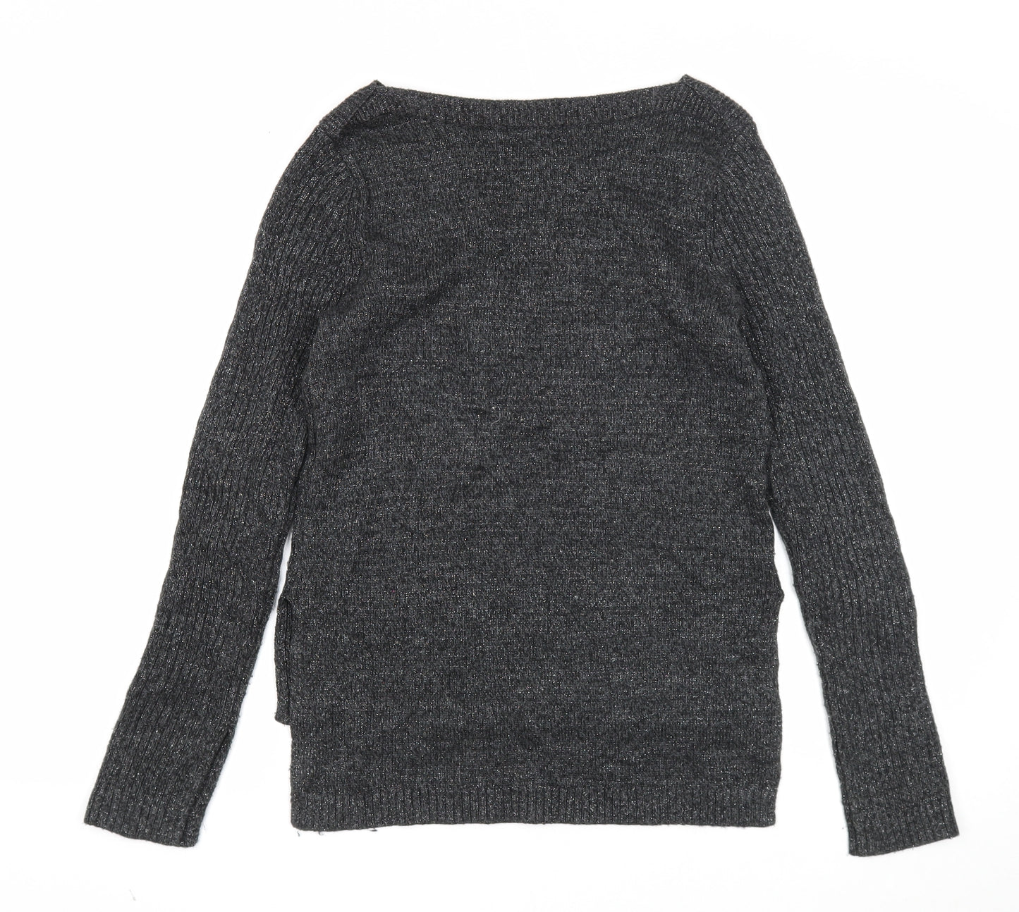 H&M Womens Black Boat Neck Acrylic Pullover Jumper Size XS