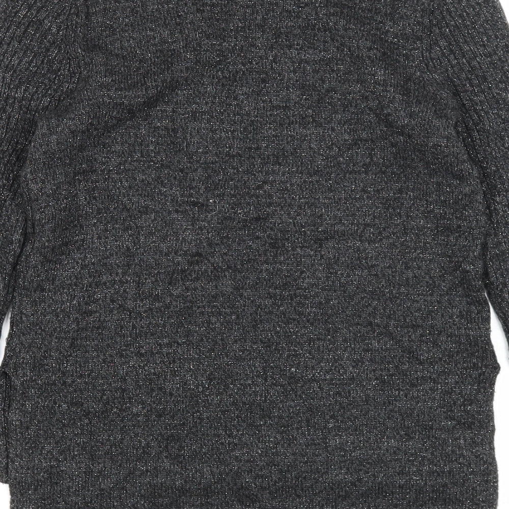 H&M Womens Black Boat Neck Acrylic Pullover Jumper Size XS