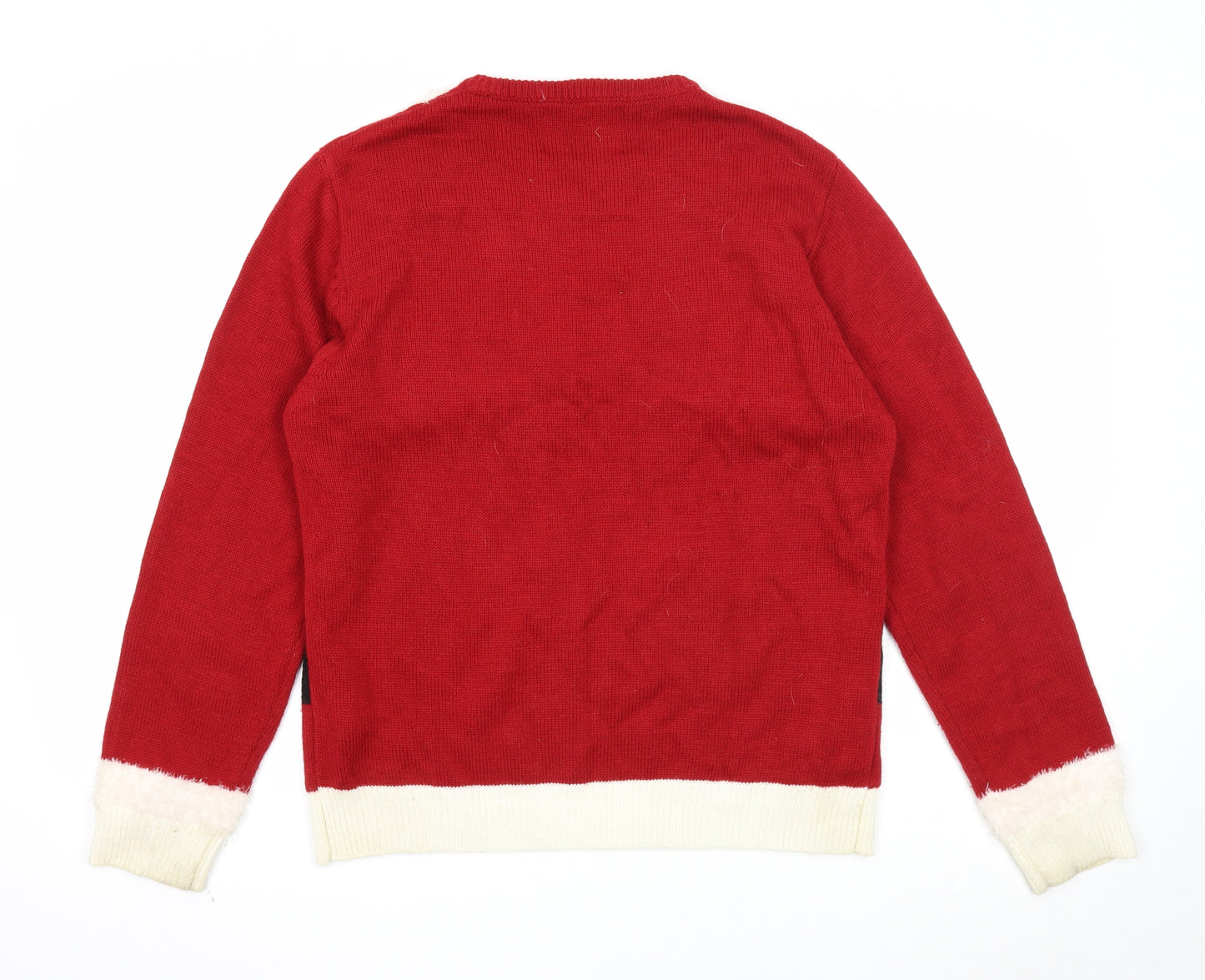 Cedar Wood State Mens Red Round Neck Acrylic Pullover Jumper Size L Long Sleeve