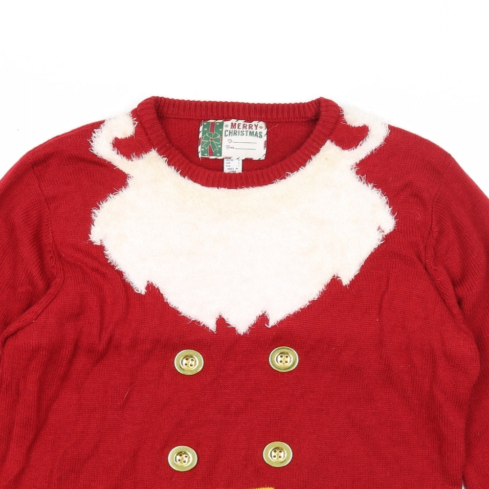 Cedar Wood State Mens Red Round Neck Acrylic Pullover Jumper Size L Long Sleeve