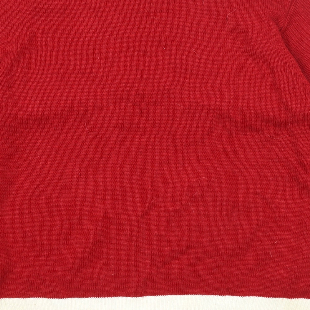 Cedar Wood State Mens Red Round Neck Acrylic Pullover Jumper Size L Long Sleeve