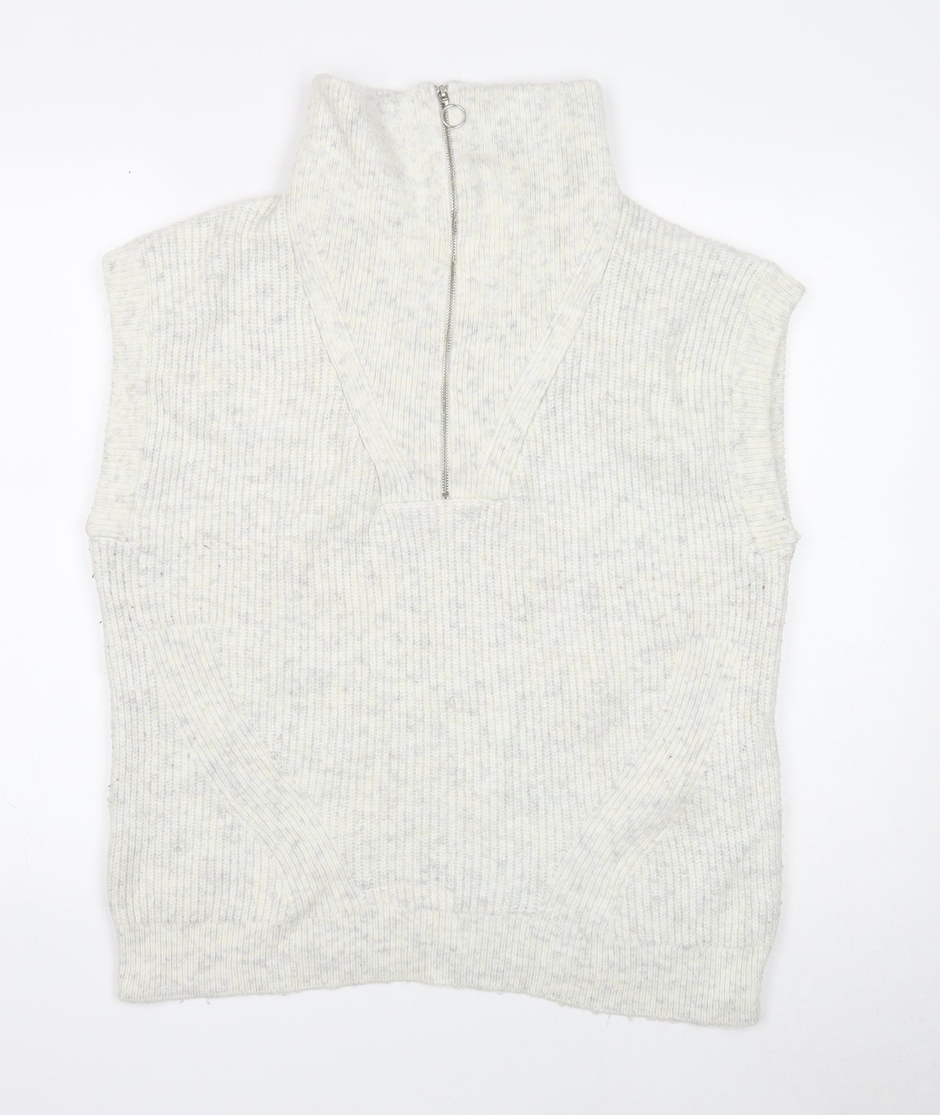 Marks and Spencer Womens White High Neck Acrylic Vest Jumper Size S