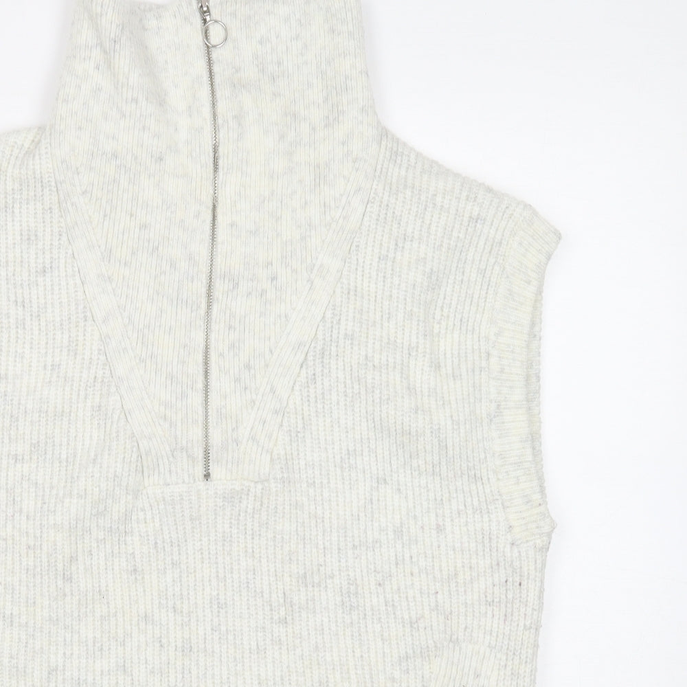 Marks and Spencer Womens White High Neck Acrylic Vest Jumper Size S