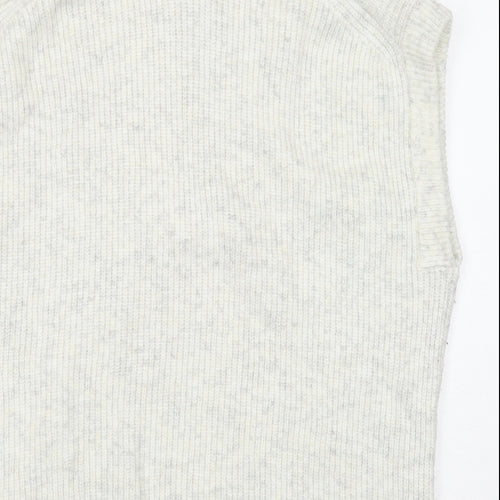 Marks and Spencer Womens White High Neck Acrylic Vest Jumper Size S