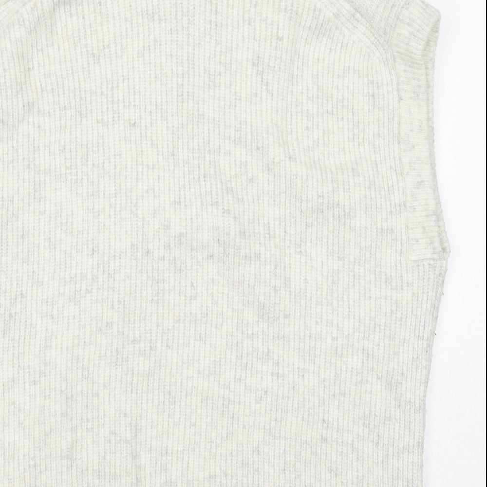 Marks and Spencer Womens White High Neck Acrylic Vest Jumper Size S