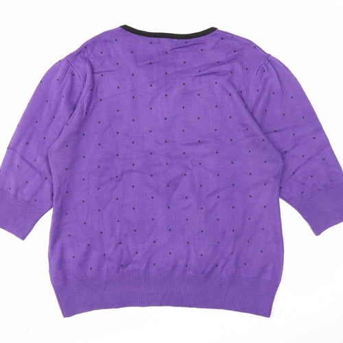 Paramour Womens Purple V-Neck Acrylic Pullover Jumper Size XL