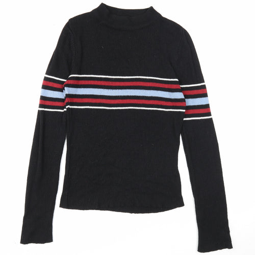 Cooperative Womens Black Mock Neck Acrylic Pullover Jumper Size S
