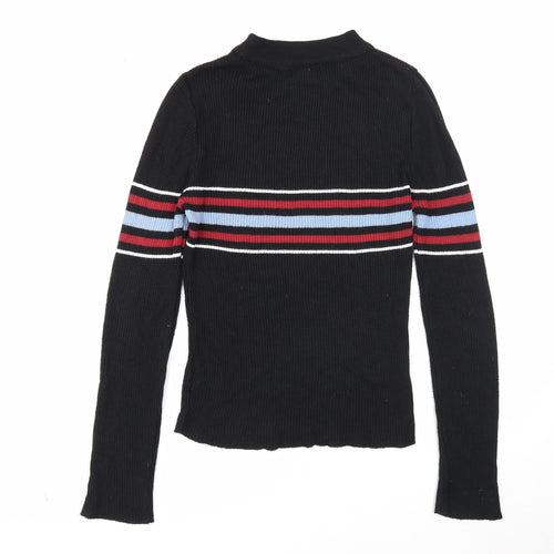 Cooperative Womens Black Mock Neck Acrylic Pullover Jumper Size S